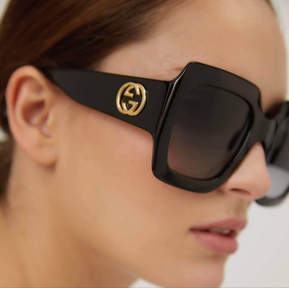 NEW GUCCI OVERSIZED SQUARE WOMEN'S SUNGLASSES GG0053SN 001 GUCCI EYEWEAR - Picture 5 of 10